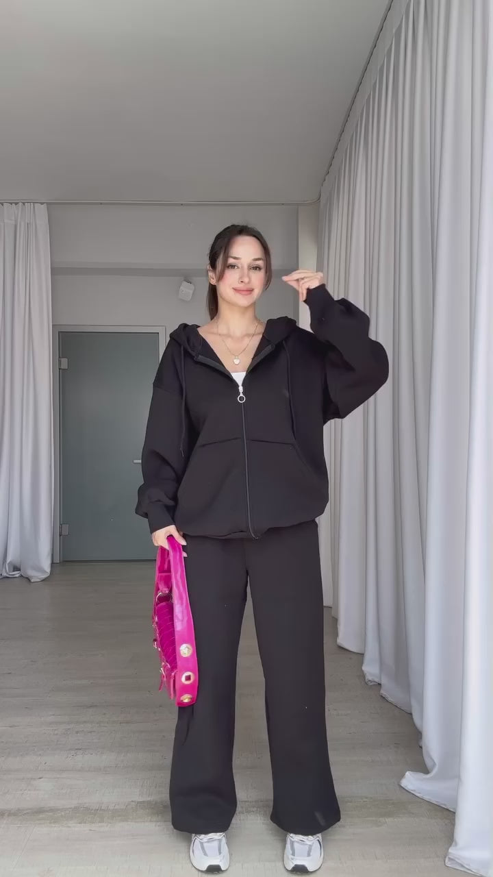 GREY Fleece Hoodie & Trouser Set