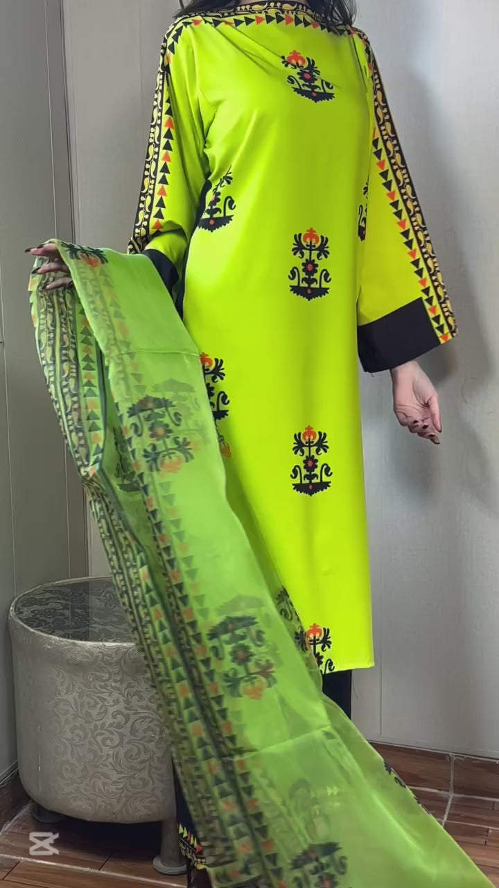 Zest Tribal 3-Piece Set – Neon Lime & Midnight Black