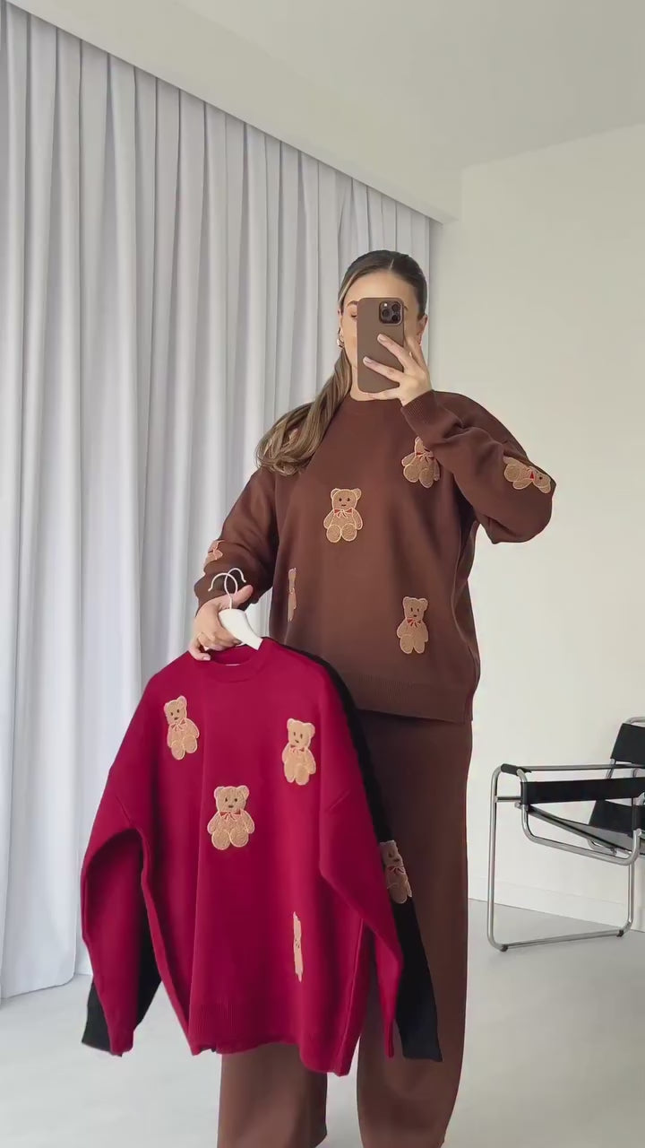Brown Teddy Bear Fleece Winter Co-ord Set