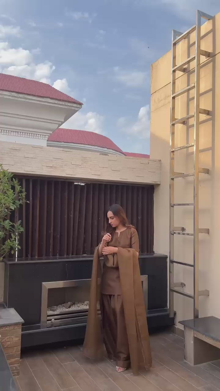 Badam Brown Farshi Shalwar Kameez