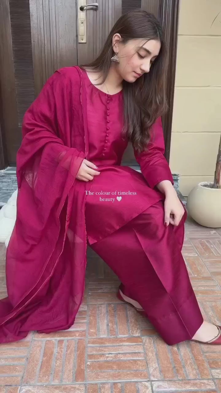 Badam Maroon Farshi RawSilk