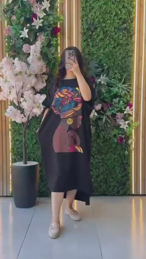 ELEGANT DROP SHOULDER PRINTED LONG TOP