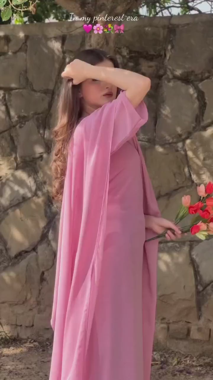 Graceful Cape Shawl Dress PINK