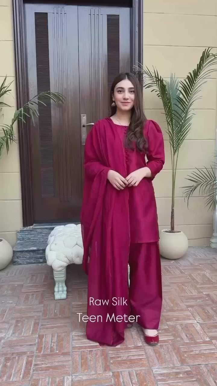 Badam Maroon Farshi RawSilk