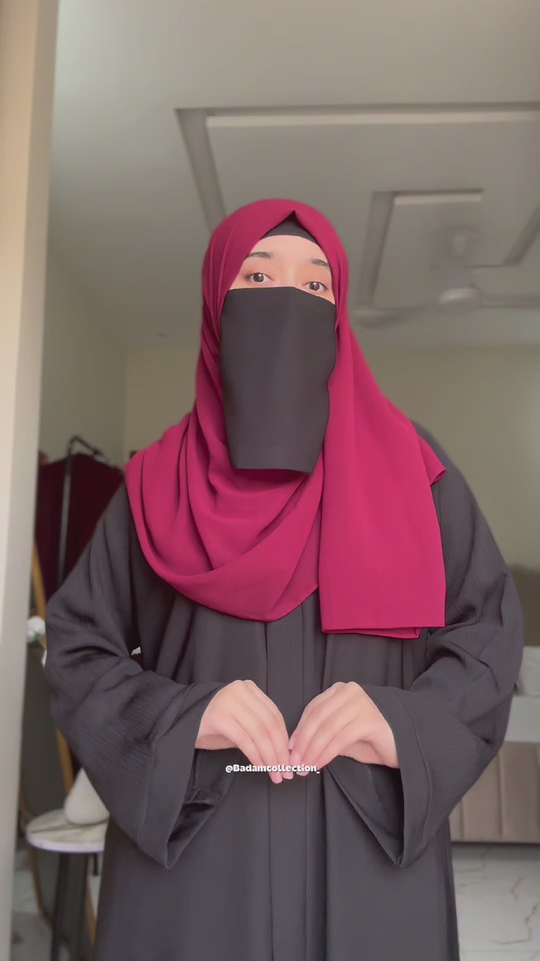 Gul-e-Dil Maroon Embroidered Abaya