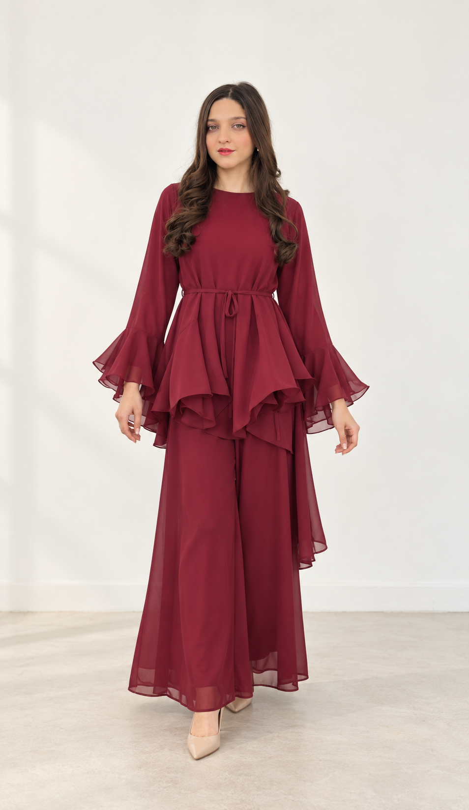 Rose Bell maroon co-ord — full body