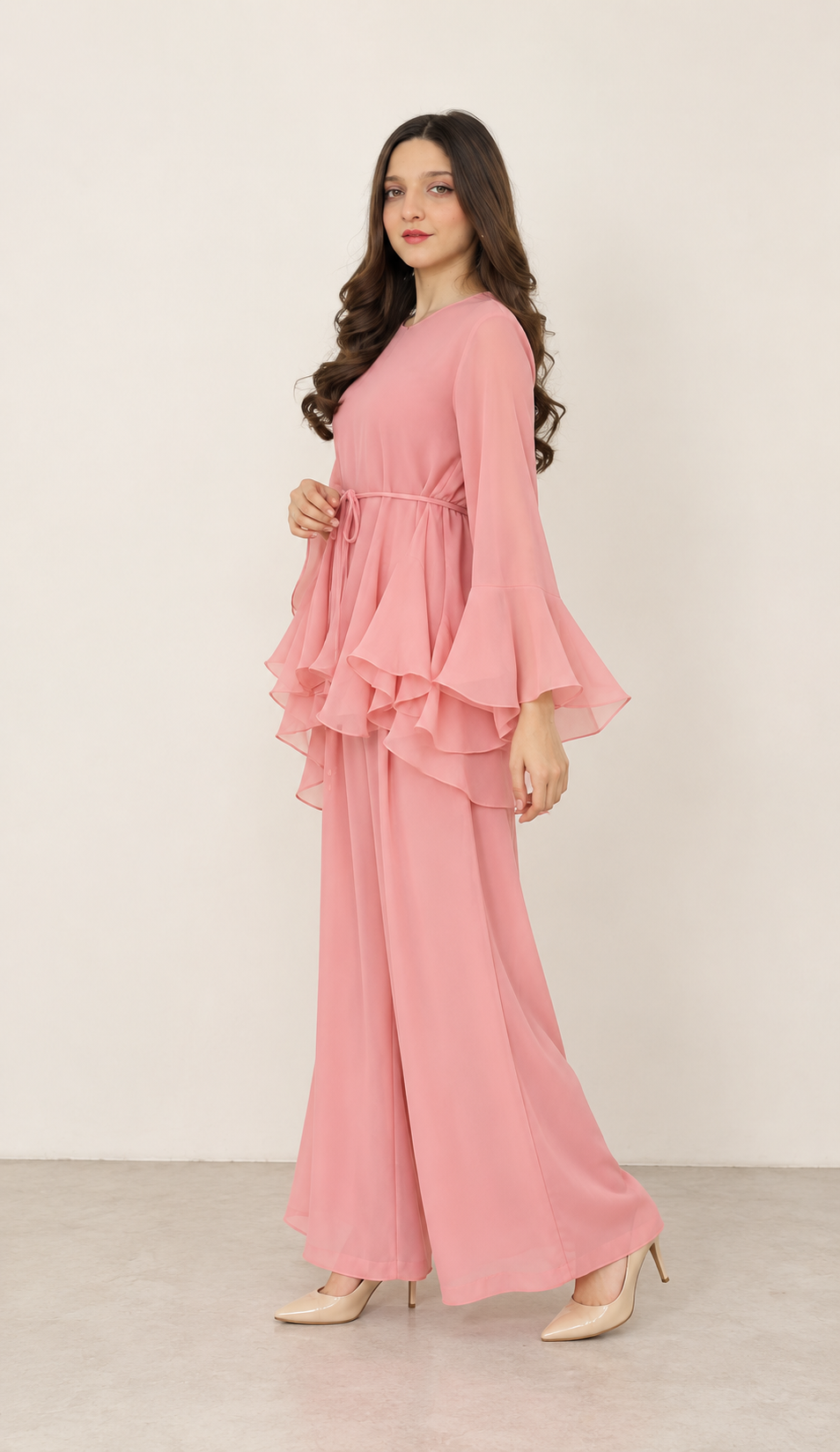 Rose Bell pink co-ord — side pose