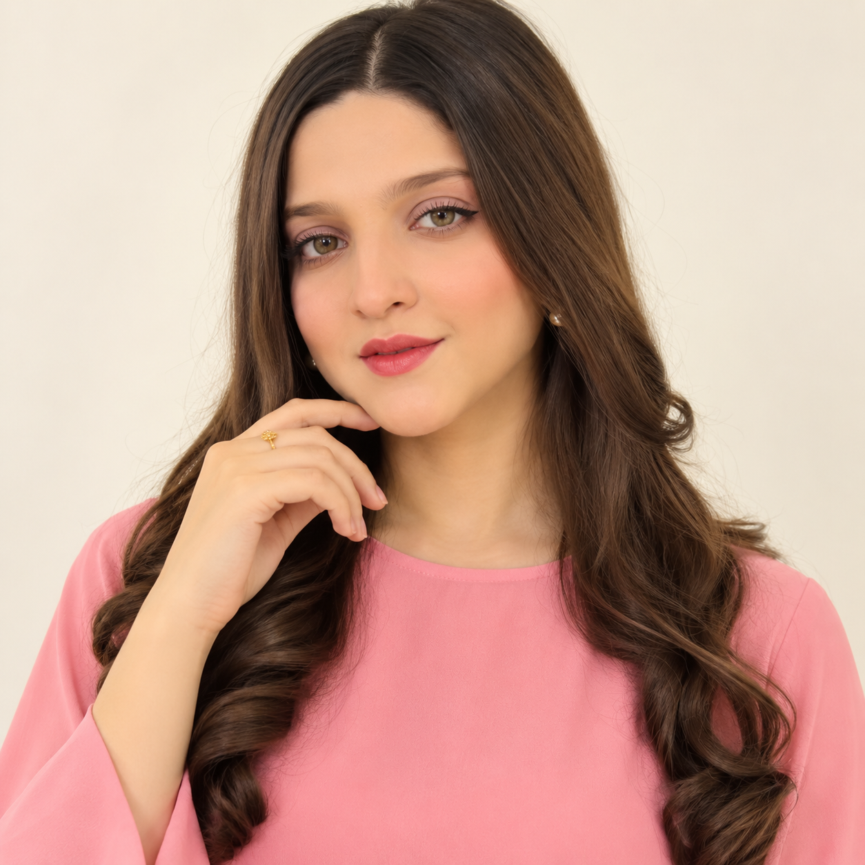 Rose Bell pink co-ord — close-up