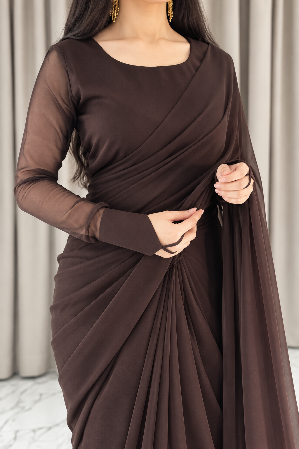 Sandal Mahal Saree — Close-up view