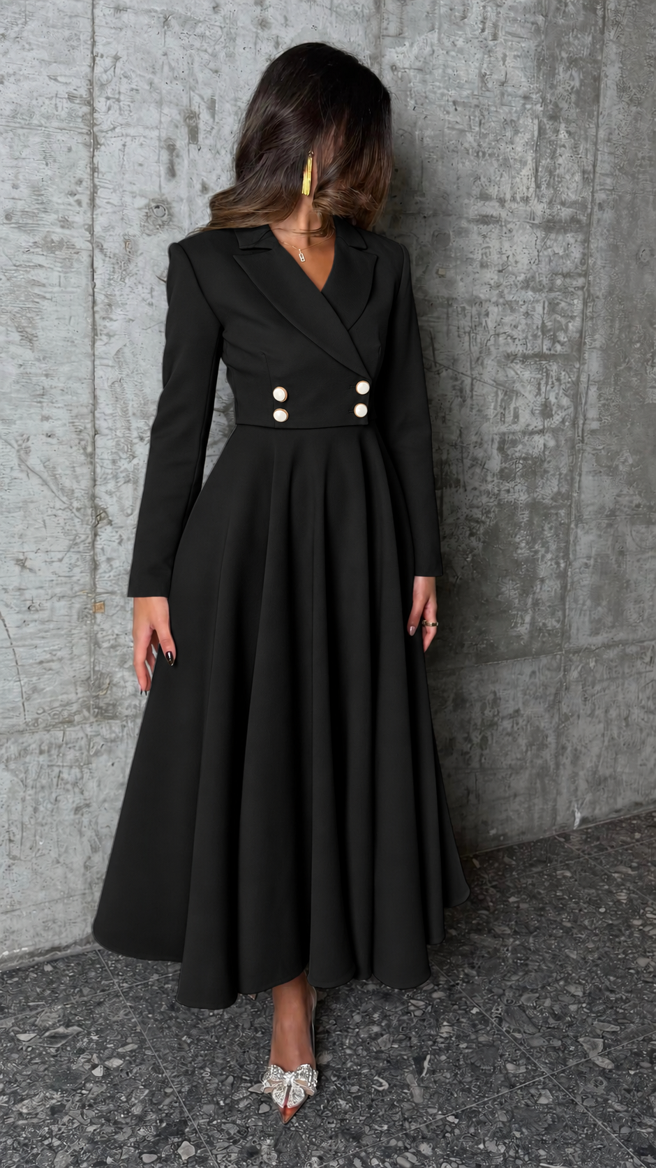 Seraphina Blazer Maxi Dress — Black — view 1
