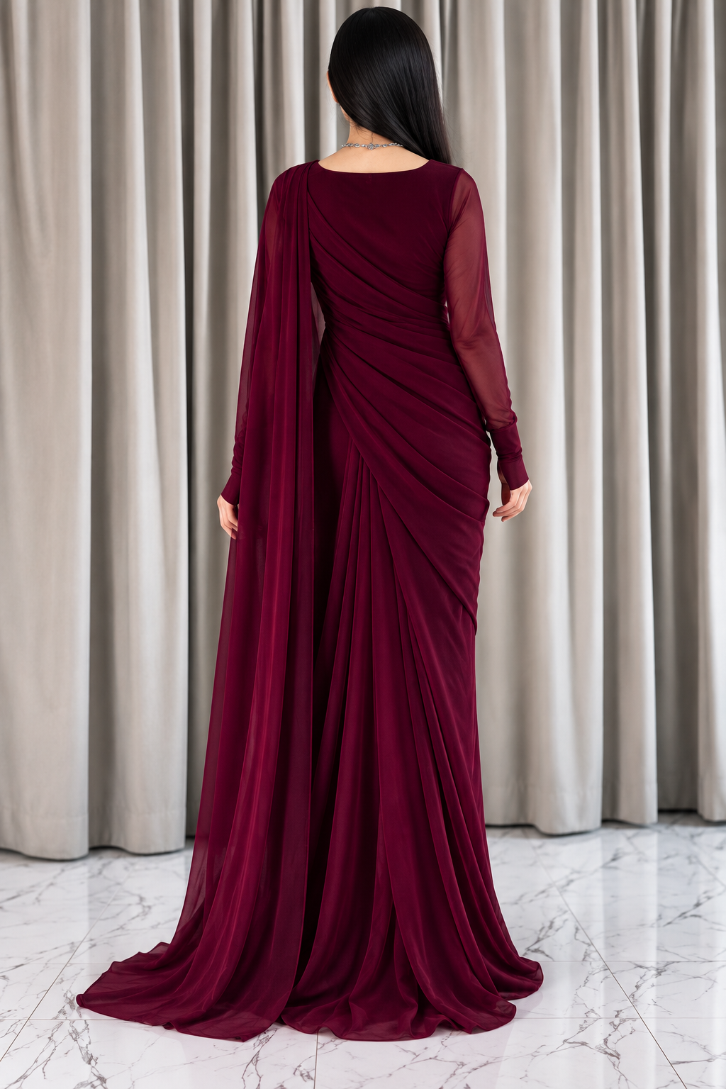 Surkh Meher Saree — Back view