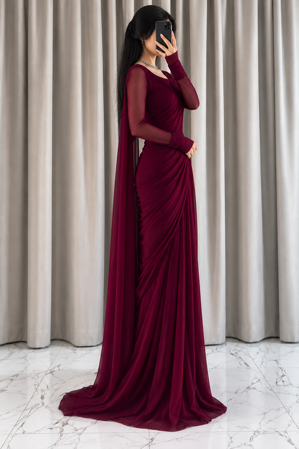 Surkh Meher Saree — Side view