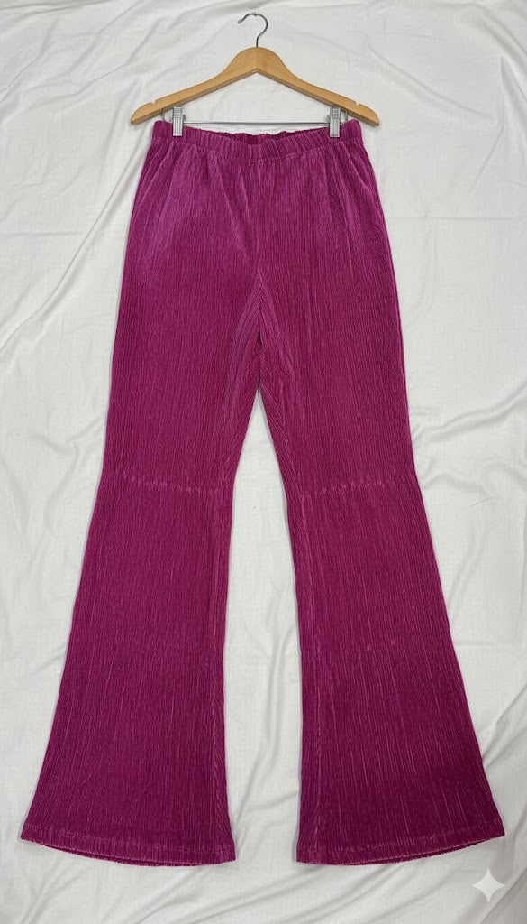 Elegant Silk Pleated Palazzo – Flowy Comfort with Luxe Shine