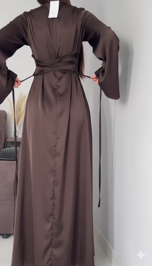 CHOCOLATE BROWN Silk Adjustable Bodycon Maxi Dress – Elegant Silky Fit with Custom Waist Design
