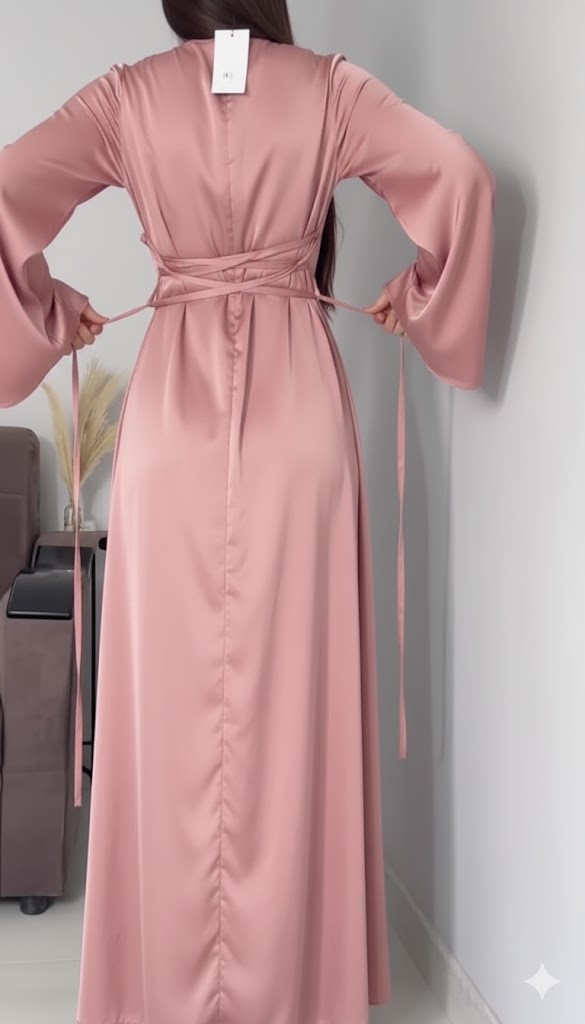 ROSYPINK Silk Adjustable Bodycon Maxi Dress Elegant Silky Fit with C Badam ROSYPINK Silk Adjustable Bodycon Maxi Dress Elegant Silky Fit with C Badam
