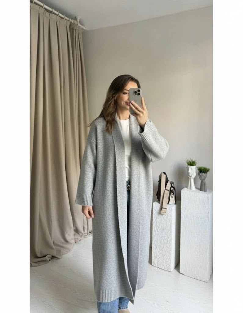 Longline Knit Open Cardigan Coatigan for Women