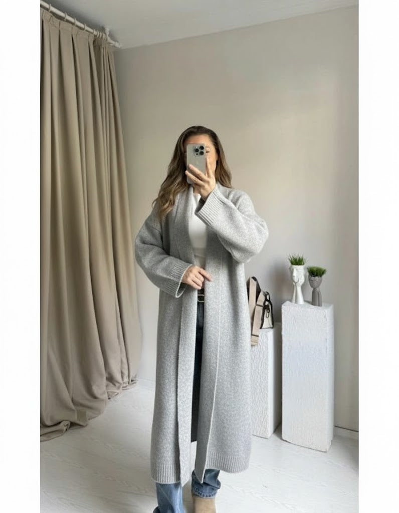 Longline Knit Open Cardigan Coatigan for Women