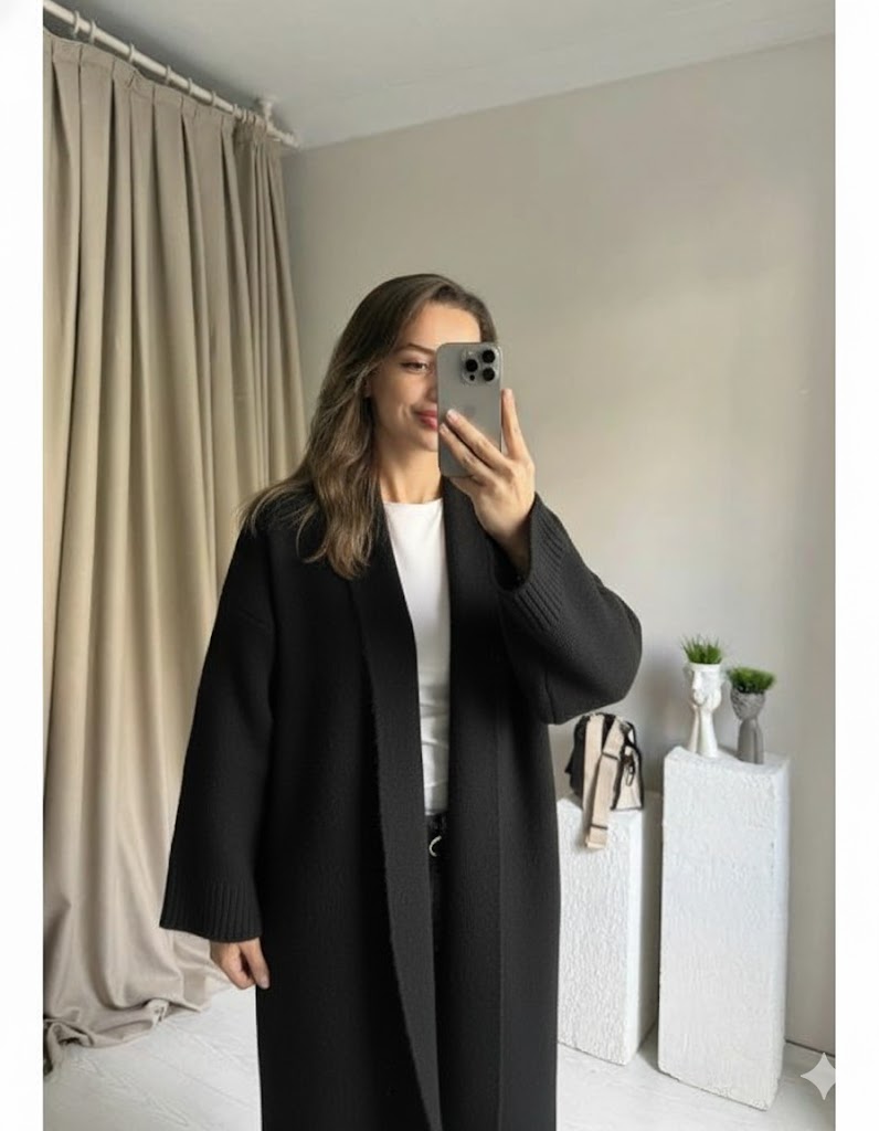 Longline Knit Open Cardigan Coatigan for Women