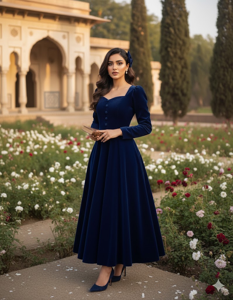 Vintage-Inspired Velvet Sweetheart Maxi Dress