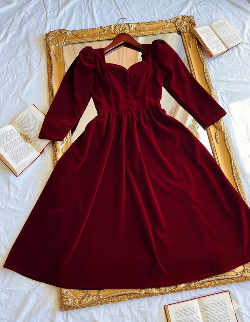 Vintage-Inspired Velvet Sweetheart Maxi Dress