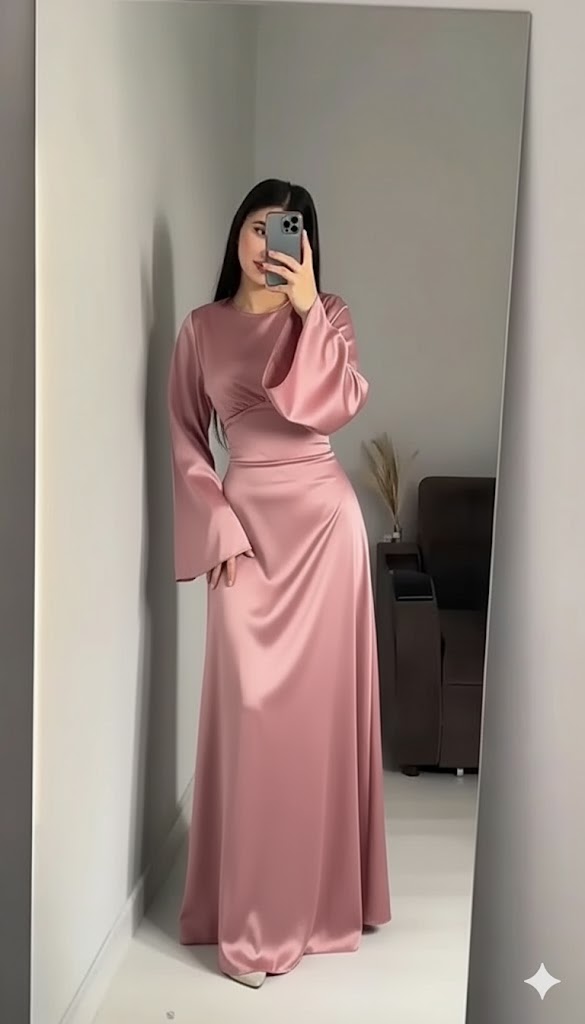 ROSYPINK Silk Adjustable Bodycon Maxi Dress – Elegant Silky Fit with Custom Waist Design