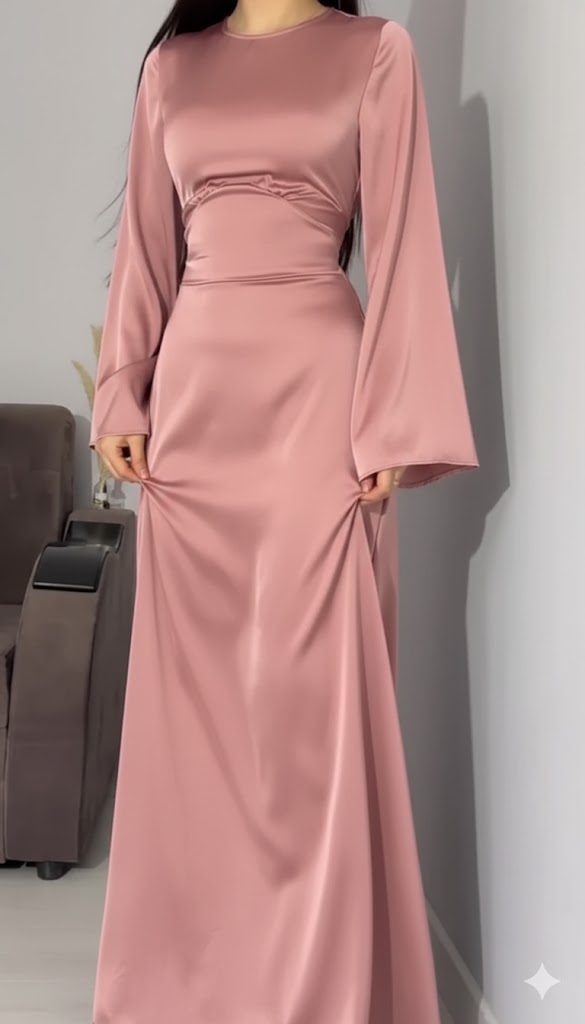 ROSYPINK Silk Adjustable Bodycon Maxi Dress – Elegant Silky Fit with Custom Waist Design