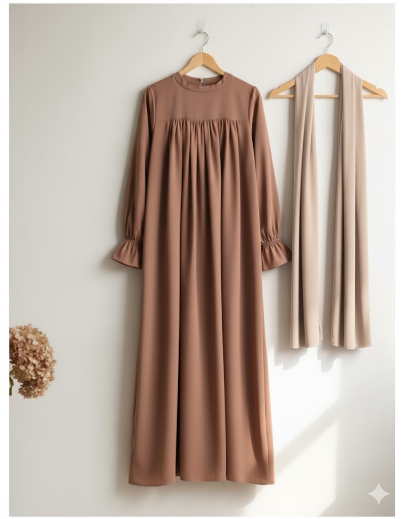 Amber Beige Abaya with stoller