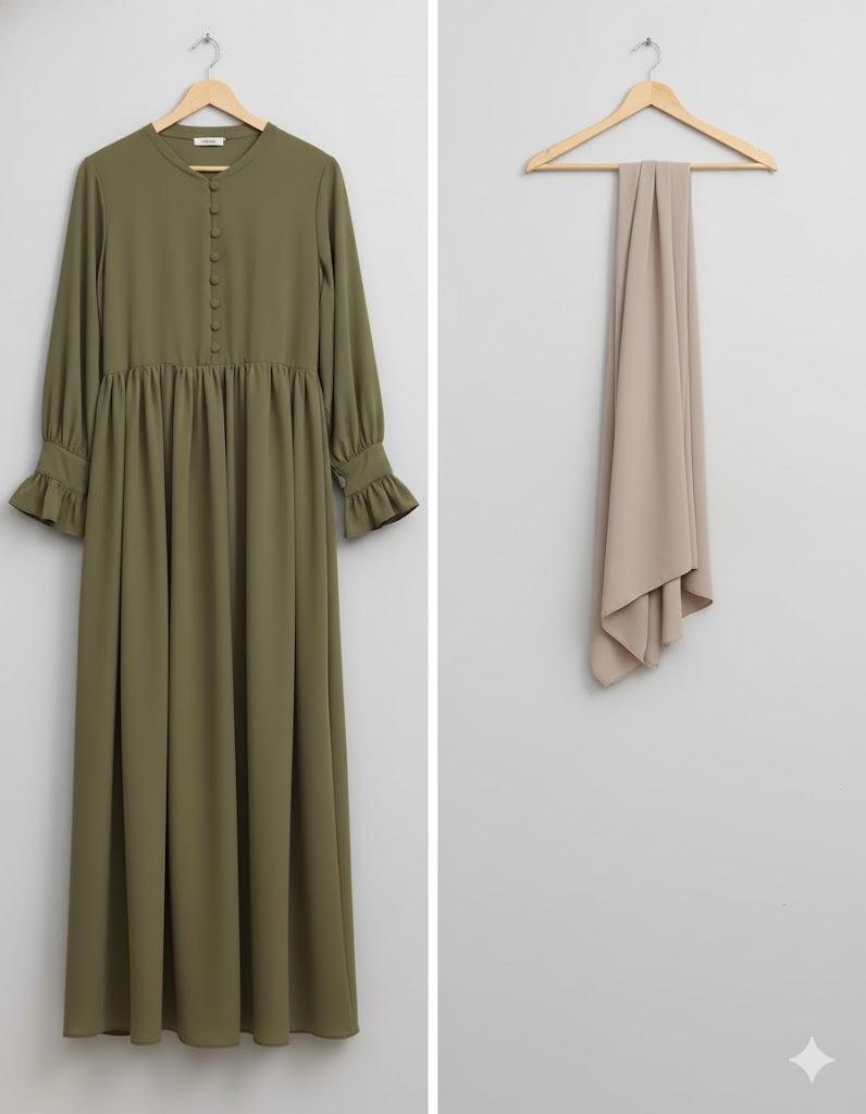 Olive Green Abaya With Stoller